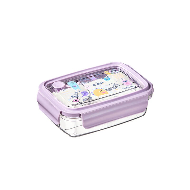LocknLock Transparent 3-Compartment Plastic Lunch Box, 750ml -LCB501, 1L - LCB502, 2 colors (Purple, Blue) image number null